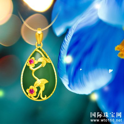 宋妃珠宝足金镶嵌和田碧玉产品