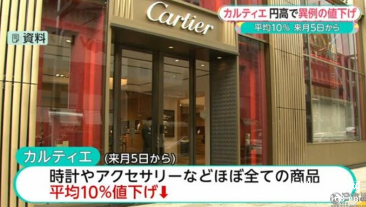 **牌卡地亚宣布在日全品平均降幅达10%。