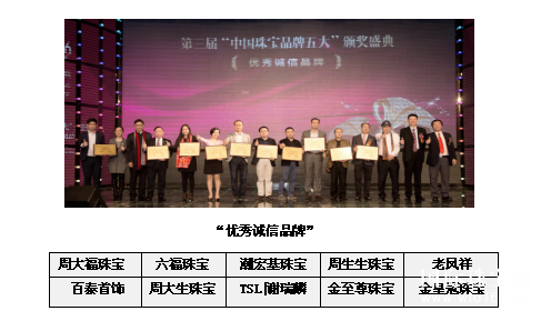 第三届“中国珠宝品牌五大”颁奖典礼活动 暨年度产品风尚秀圆满落幕