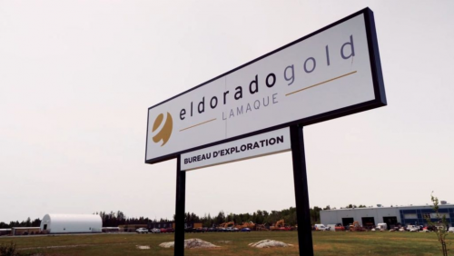 Sign at Lamaque complex